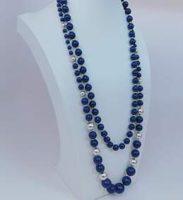 VNTG Navy Blue & Mixed Metals Beaded Necklaces alternative image
