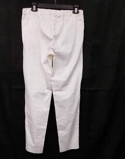 Womens White Cotton Blend Elastic Waist Drawstring Straight Leg Pants Sz 6 alternative image