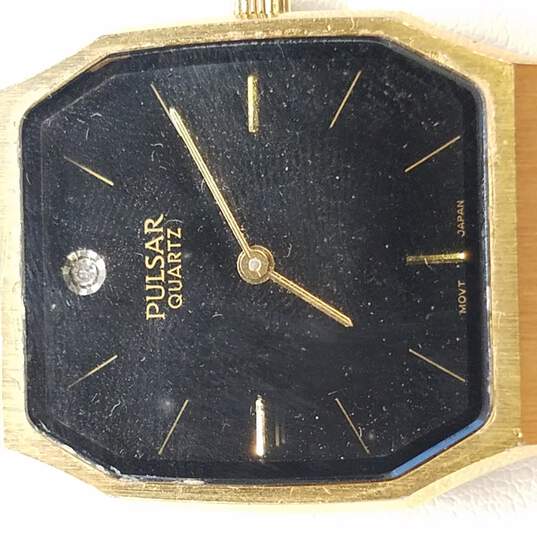 Pulsar Y482-X002 Gold Tone W/ Black Dial Watch image number 3