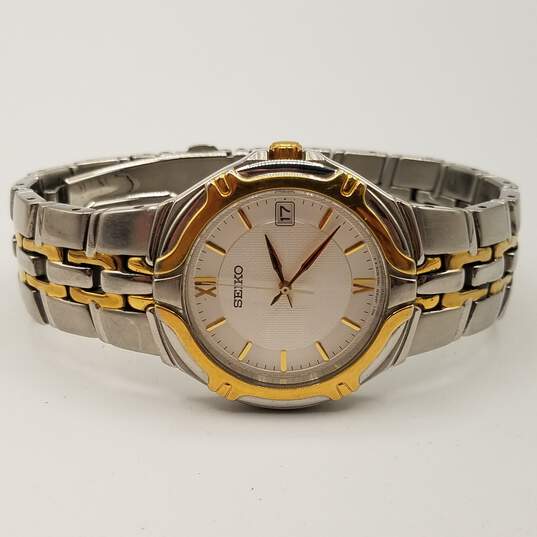 Buy the SGEB58 7N42-6C10 Men's Quartz Two-Tone Wristwatch | GoodwillFinds