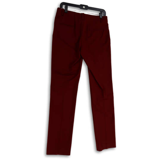 Womens Red Flat Front Straight Leg Slash Pocket Formal Dress Pants Size 4 image number 2