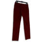 Womens Red Flat Front Straight Leg Slash Pocket Formal Dress Pants Size 4 image number 2