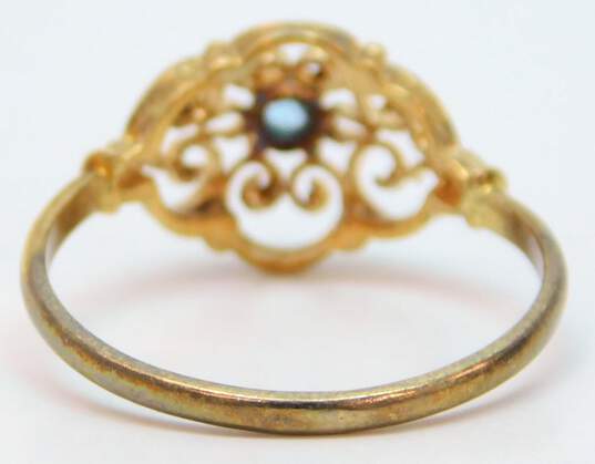 14K Gold Faceted Blue Glass Open Scrolled Ring 1.3g image number 6
