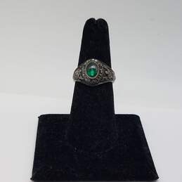Josten Sterling Silver Green Gemstone 1977 Pioneer High School Sz 7 Ring 7.3g alternative image