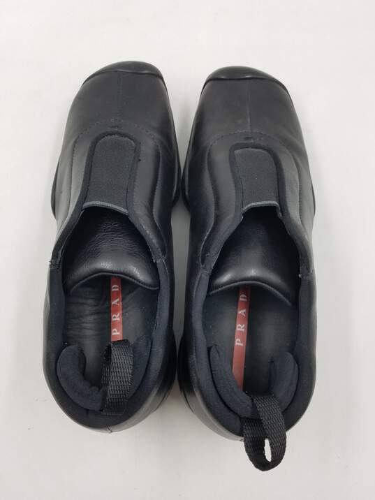 Prada Black Leather Slip-Ons M 6 COA image number 6
