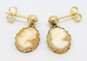 14K Yellow Gold Carved Shell Cameo Dangle Earrings 1.5g image number 6