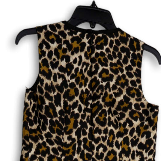 Womens Brown Black Animal Print Sleeveless Back Zip Mini Dress Size 0 image number 4
