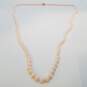 14K Gold Pink Knotted White Gemstone Beaded Necklace 49.0g image number 1