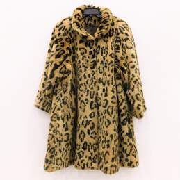 Vintage Women's Faux Fur Leopard Animal Print Evening Coat USA Made