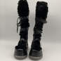 NWT Womens Black Faux Leather Fur Platform Heel Knee High Snow Boots Sz 10 image number 1