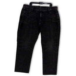 Mens Black Denim Dark Wash Stretch Pockets Straight Leg Jeans Size W42xL32