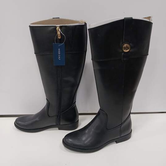 Tommy Hilfiger Black Wide Calf Riding Boots Women's Size 7M image number 4