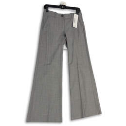 NWT Womens Gray Flat Front Slash Pocket Flared Leg Trouser Pants Size 2