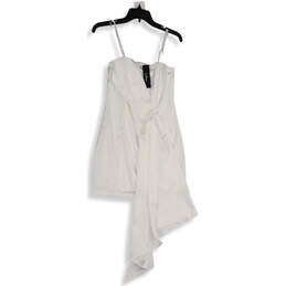 NWT Womens White Spaghetti Strap Sleeveless Asymmetrical Mini Dress Size XS alternative image
