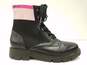 DKNY Black Ankle Sock Stripe Combat Lace Up Zip Boots Women's Size 4 M image number 5