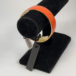 Designer J. Crew Gold-Tone Orange Enamel Round Wide Bangle Bracelet alternative image