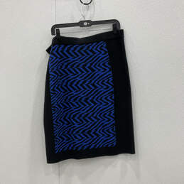 NWT Womens Black Blue Geometric Knitted Pull-on Mini Skirt Size XL alternative image