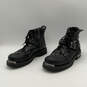 Mens Brake Buckle 91684 Black Studded Round Toe Motorcycle Boots Size 12 image number 5