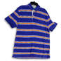 Mens Multicolor Striped Short Sleeve Spread Collar Polo Short Size X-Large image number 1
