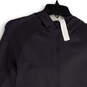 Womens Gray Long Sleeve Hooded Thumb Hole Pockets Full-Zip Jacket Size S image number 3