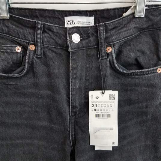 Zara washed black slim denim jeans women's 2 nwt image number 3