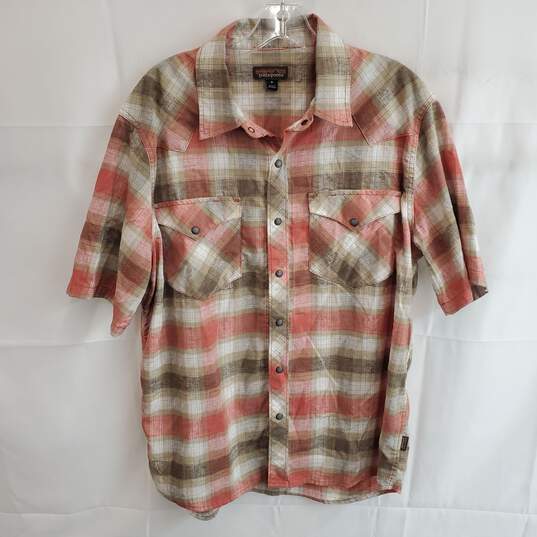 Patagonia Full Snap Button Up Hemp Blend Short Sleeve Shirt Size M image number 1