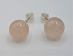 1.65g 14K Yellow Gold & Rose Quartz Stud Earrings