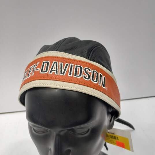 Harley Davidson Leather Race Skull Hat Size Medium - NWT image number 1