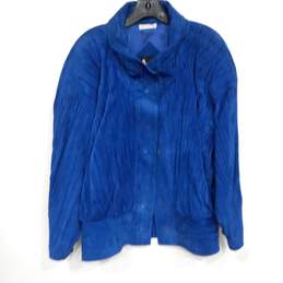 Avanti Blue Cropped Suede/Velvety Fabric Blazer Women's Size M