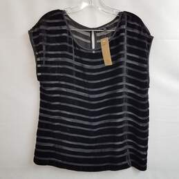 Eileen Fisher burnout velvet stripe short sleeve t shirt S