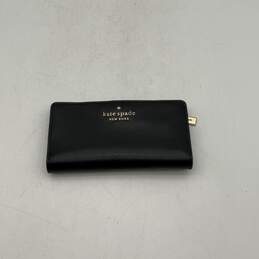 Kate Spade NY Womens Black Leather Card Holder Snap Bifold Wallet
