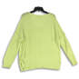 Womens Green Knitted Long Sleeve V-Neck Regular Fit Pullover Sweater Size L image number 2