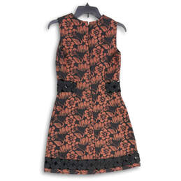 Womens Red Black Floral Sleeveless Cut Out Detail A-Line Dress Size 4 alternative image