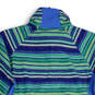 Womens Blue Stripe Mock Neck 1/4 Zip Long Sleeves Pullover Sweatshirt Sz M image number 4