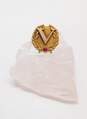 Vintage 14K Yellow Gold Ruby Accent V Initial Brooch 6.3g image number 1