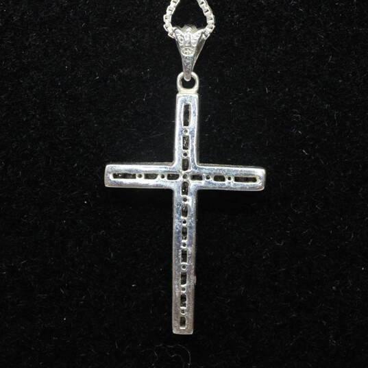 Sterling Silver Diamond Accent Cross Pendant Necklace - 4.8g image number 3