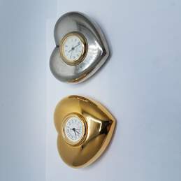 Linden & Unbranded Gold & Silver Tone Heart Shaped Desk/Room Clock Bundle 2 Pcs alternative image