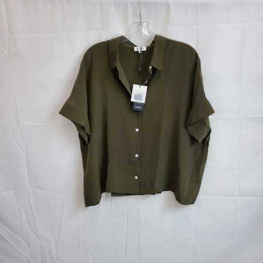 Lily Silk Olive Green Mulberry Silk Blouse WM Size XL NWT image number 2