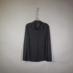 Womens Heather Chest Pockets Long Sleeve Button-Up Shirt Size Large