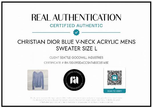 AUTHENTICATED MEN'S CHRISTIAN DIOR V-NECK ACRYLIC SWEATER SZ LARGE image number 2