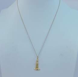 14K Yellow Gold Lighthouse Pendant Necklace 2.4g