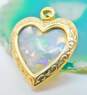14K Yellow Gold Loose Birthstone Scroll Heart Locket 3.3g image number 2