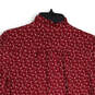 Womens Maroon Floral Ruffle Neck Long Sleeve Blouse Top Size Large image number 4