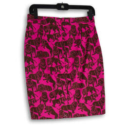 NWT Womens Pink Brown Animal Print Back Zip Straight & Pencil Skirt Size 4P alternative image