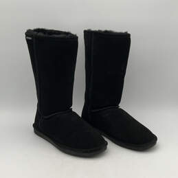 Womens Black Suede Round Toe Pull On Lined Snow Boots Size 10 alternative image