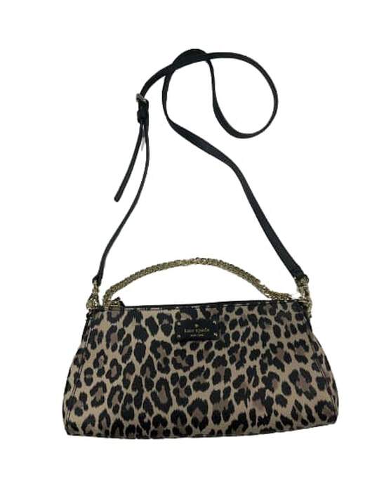 Leopard Print Baguette Bag with Crossbody Strap image number 1