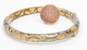 Angelique De Paris 800 Silver Vermeil Cubic Zirconia Accents Brown Resin Scrolled Overlay Hinged Bangle Bracelet 23.4g image number 5