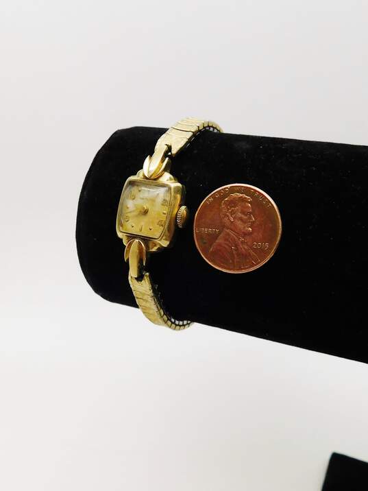 Ladies Vintage Hamilton 14K Yellow Gold Case 19 Jewels Wrist Watch 17.1g image number 4