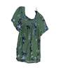 Womens Green Blue Floral Short Sleeve Pullover Blouse Top Size XS image number 3