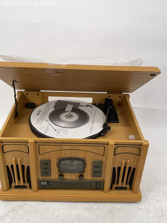 Philco Brown Wood Stereo Turntable Record & CD Cassette Player Not Tested image number 3